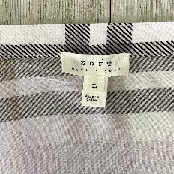 SOFT JOIE Plaid Long Sleeve Collarless Button Down Shirt - Picture 4 of 7